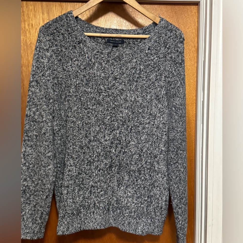 Tommy Hilfiger Heather Grey Cable Knit Sweater Sz large
